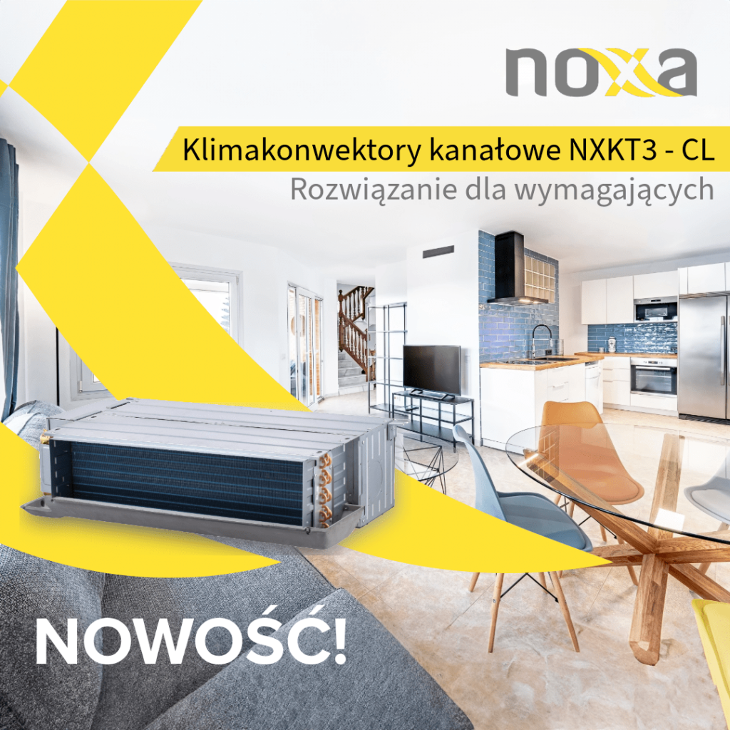 Noxa klimakonwektory kanałowe NXKT3 - CL w tle nowoczesny salon